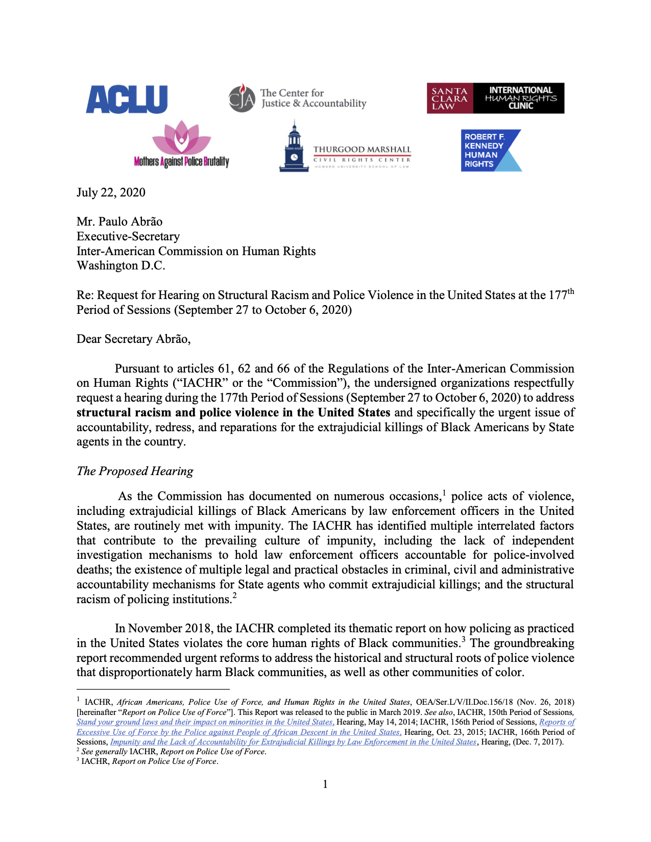 United States: Human Rights Organizations Request Hearing on Structural Racism and Police Violence in the US before the Inter-American Commission on Human Rights